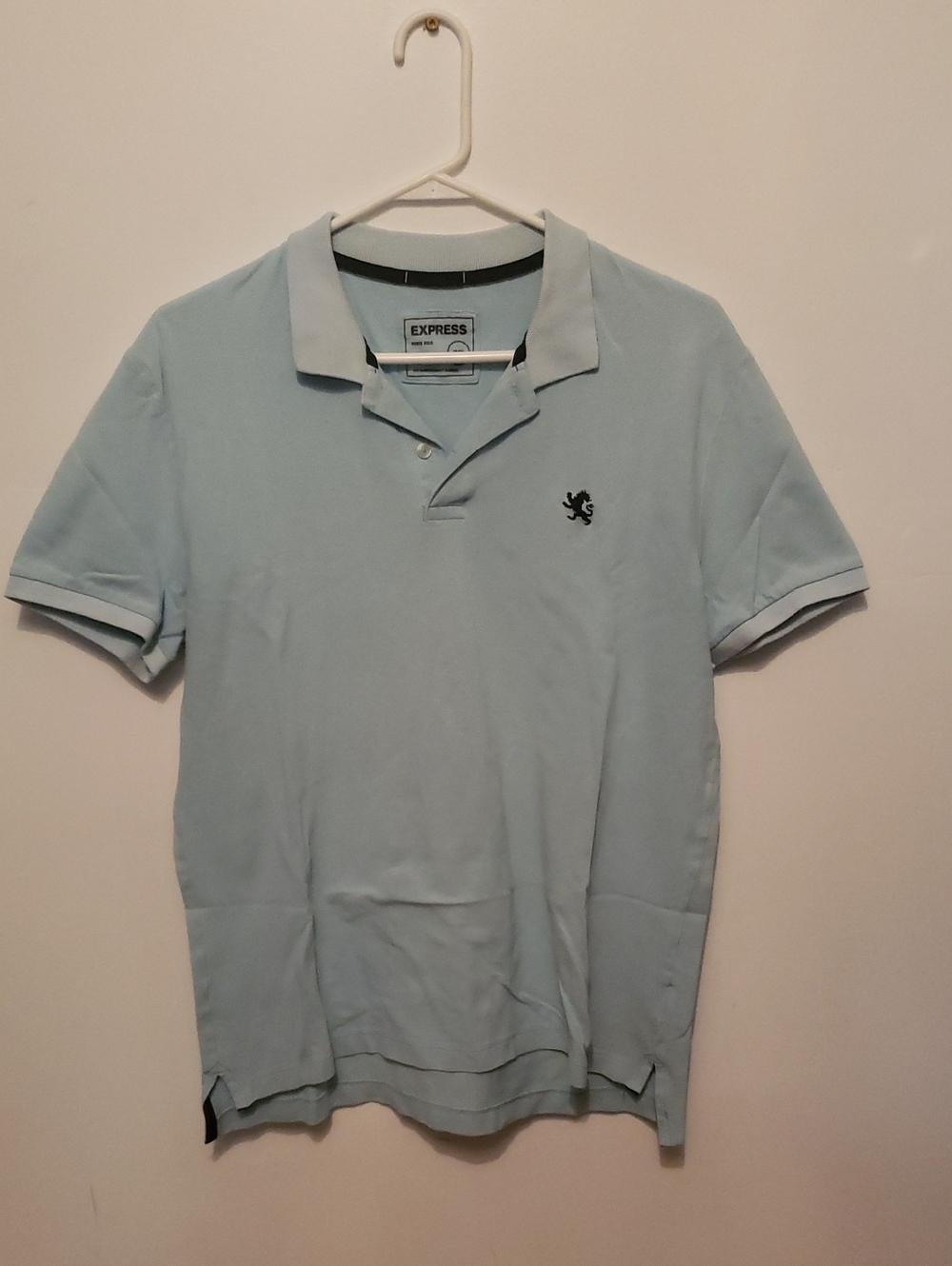 Express Men's Pale Blue Polo with Light Contrast Collar